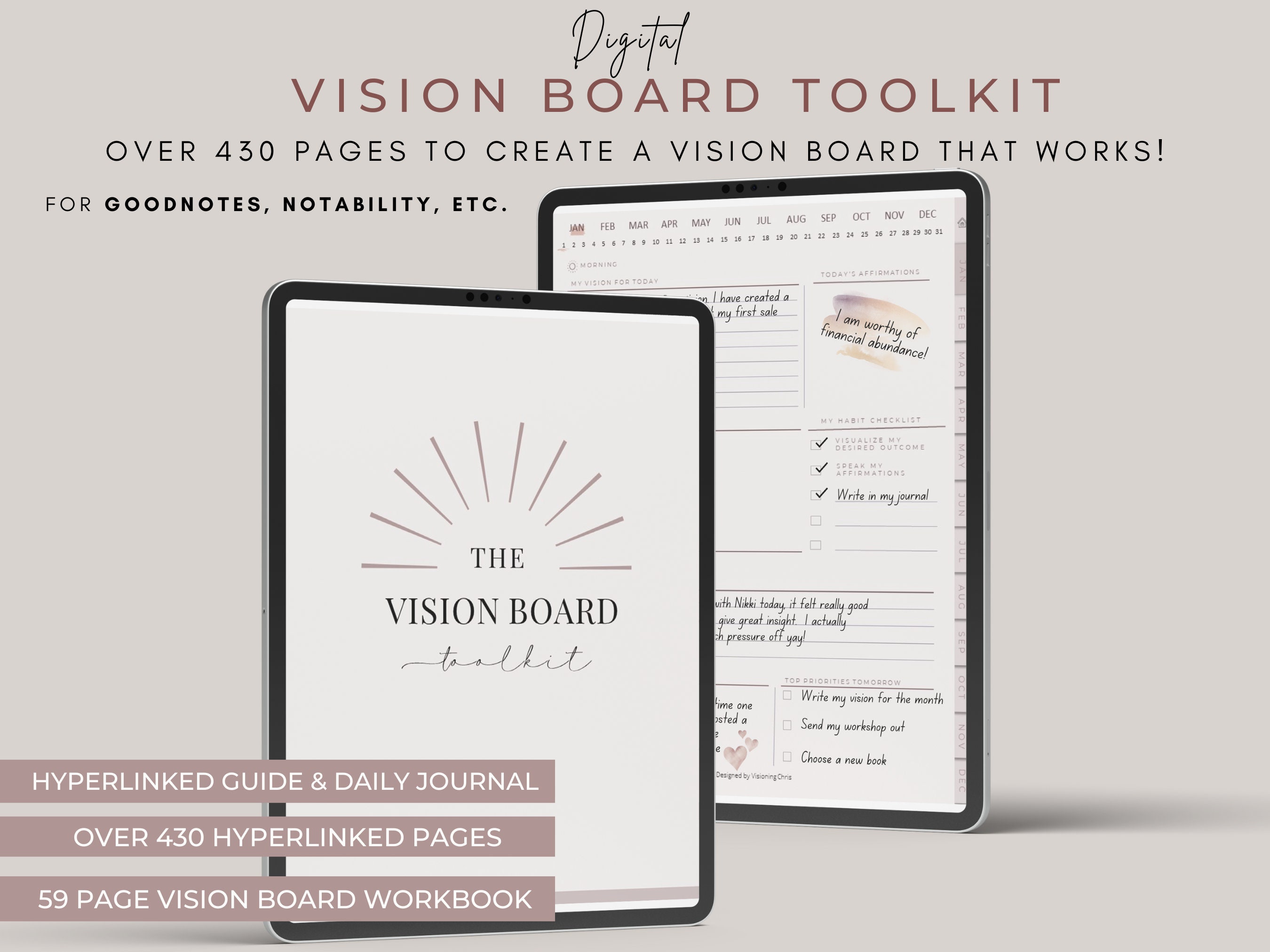 The Ultimate Digital Vision Board Kit. Manifesting Journal. Vision Board  Kit. Manifesting Bundle. Journal Kit. Mood Board. 2024 Vision Board 