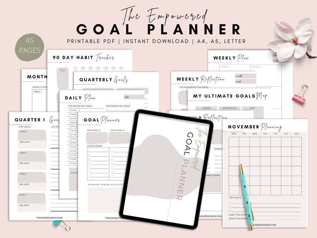 2024 Goal Planner Bundle Printable, Digital Goal Planner, Daily, Weekly ...