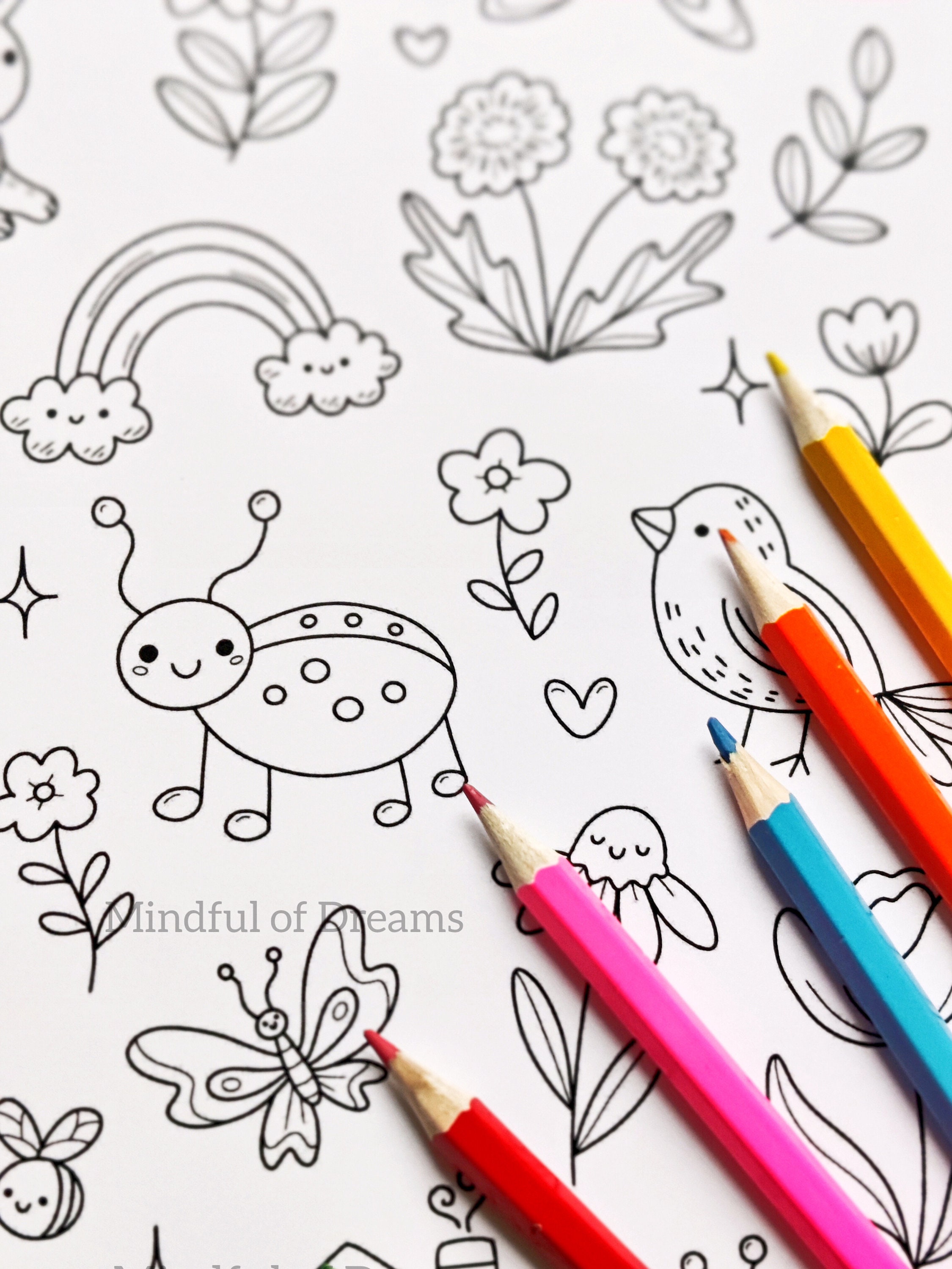 Cute Nature Coloring Page Printable Coloring Sheet - Etsy Israel