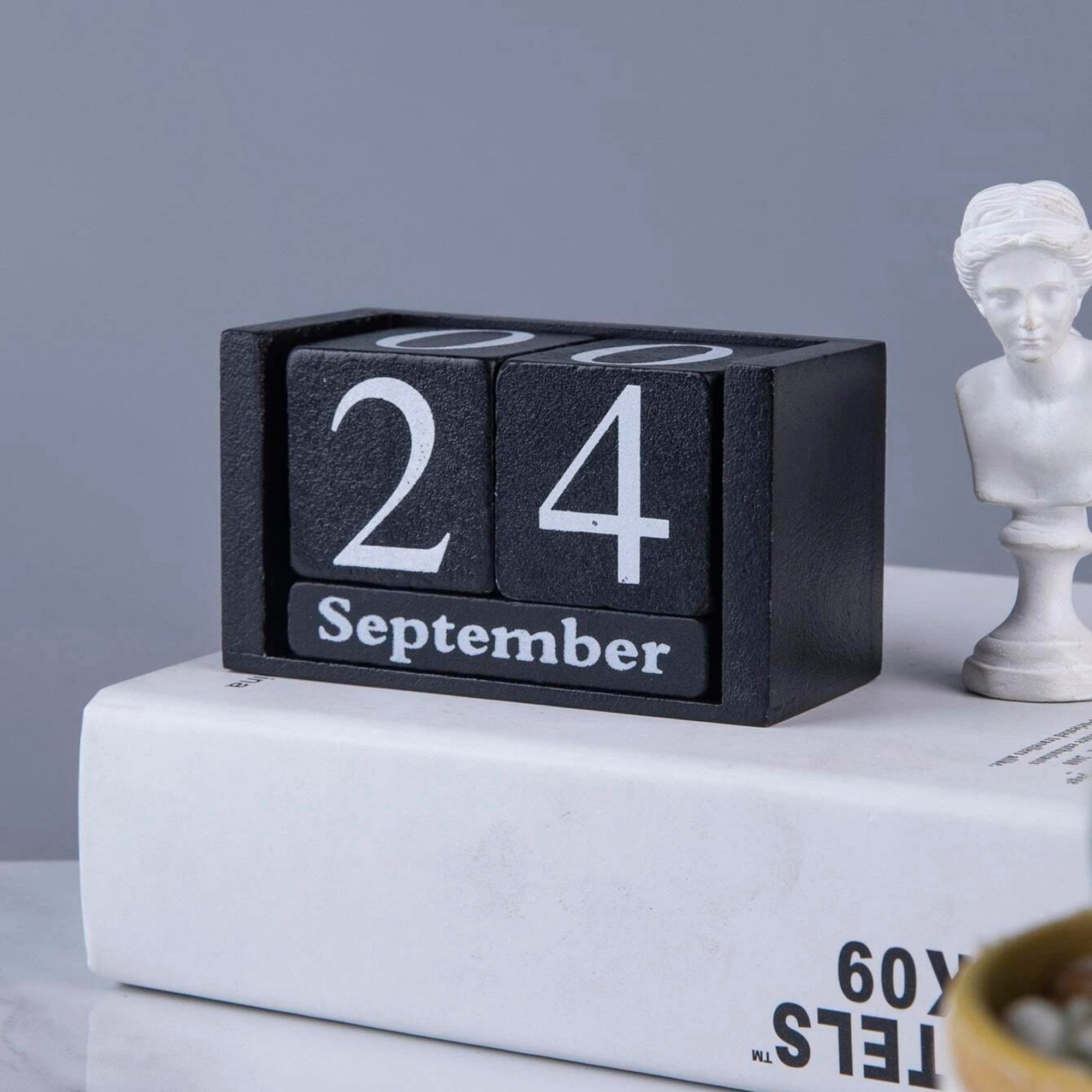 Wooden Block Calendar Set, Desk Calendar Set, Tier Tray Decor, Perpetual Wooden Block Calendar