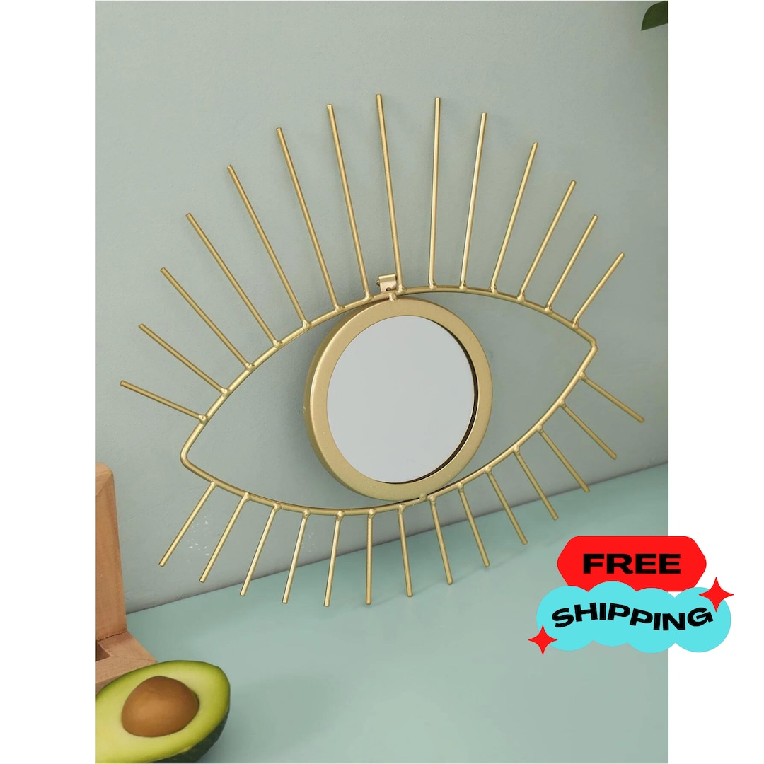 Eye Mirror Gold Round Mirror Wall Decor, Third Eye Mirror Bohemian Home