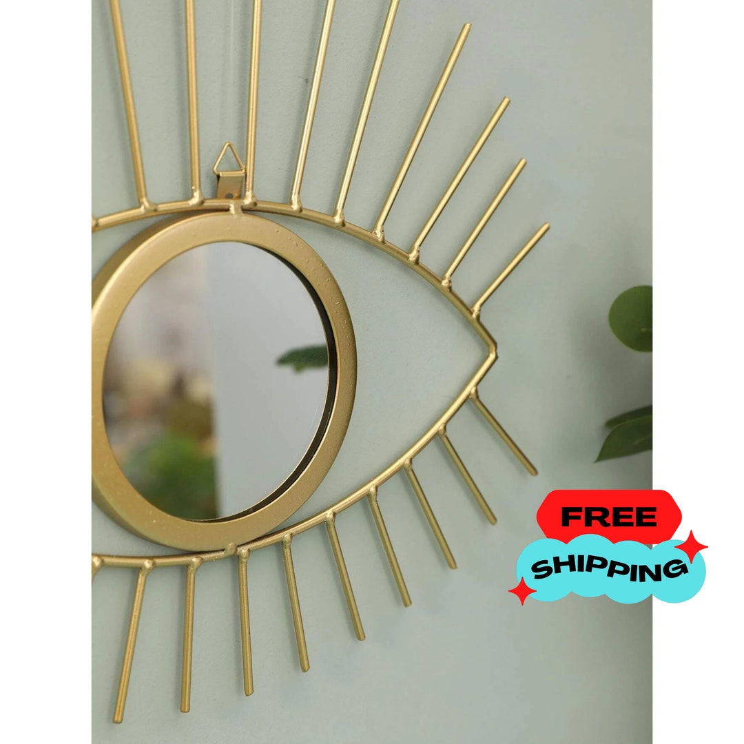Eye Mirror Gold Round Mirror Wall Decor Third Eye Mirror Etsy