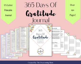 365 Of Gratitude Journal | Digital Gratitude Journal | Fillable Gratitude Journal | Gratitude Journal With Daily Unique Prompts