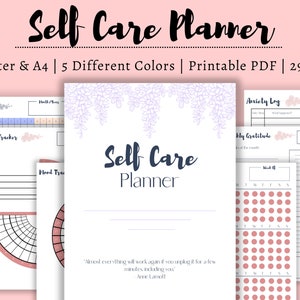 Self Care Planner Printable, Mindfulness Journal, Self Care Journal Bundle, Wellness Planner Bundle, Mental Health Worksheet Kit image 1