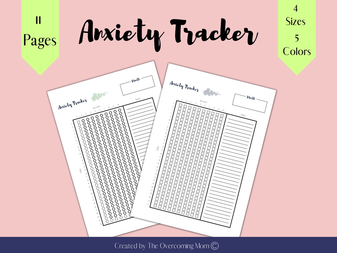 Anxiety Tracker, Printable Anxiety Log, Anxiety Log for Therapy