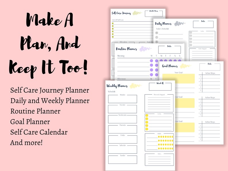 Self Care Planner Printable, Mindfulness Journal, Self Care Journal Bundle, Wellness Planner Bundle, Mental Health Worksheet Kit image 7