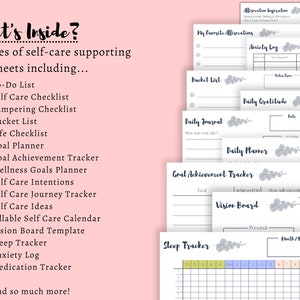 Self Care Planner Printable, Mindfulness Journal, Self Care Journal Bundle, Wellness Planner Bundle, Mental Health Worksheet Kit image 3