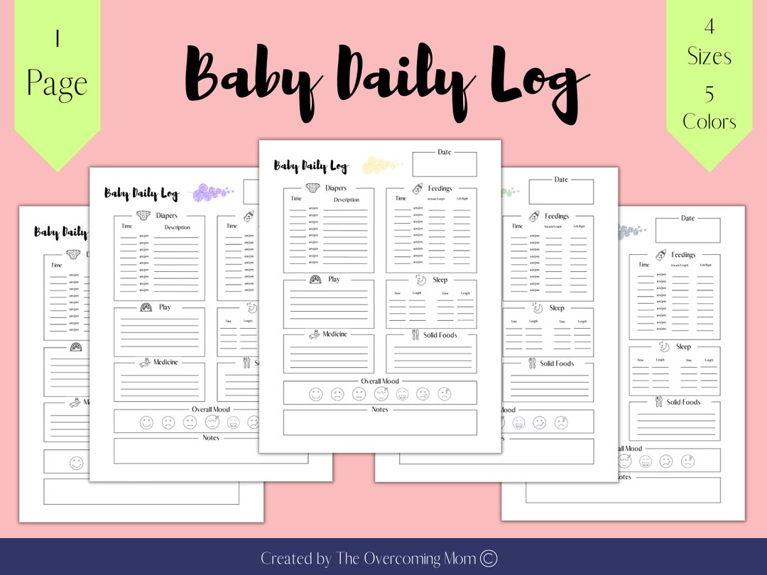 Baby Daily Log, Printable Baby Log, Baby Activity Tracker, Infant Tracker, Babysitter Log