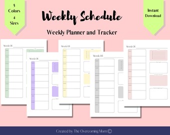 Weekly Planner, Weekly Printable To Do List, Weekly Organizer Journal, One Page Weekly Schedule, Weekly Agenda