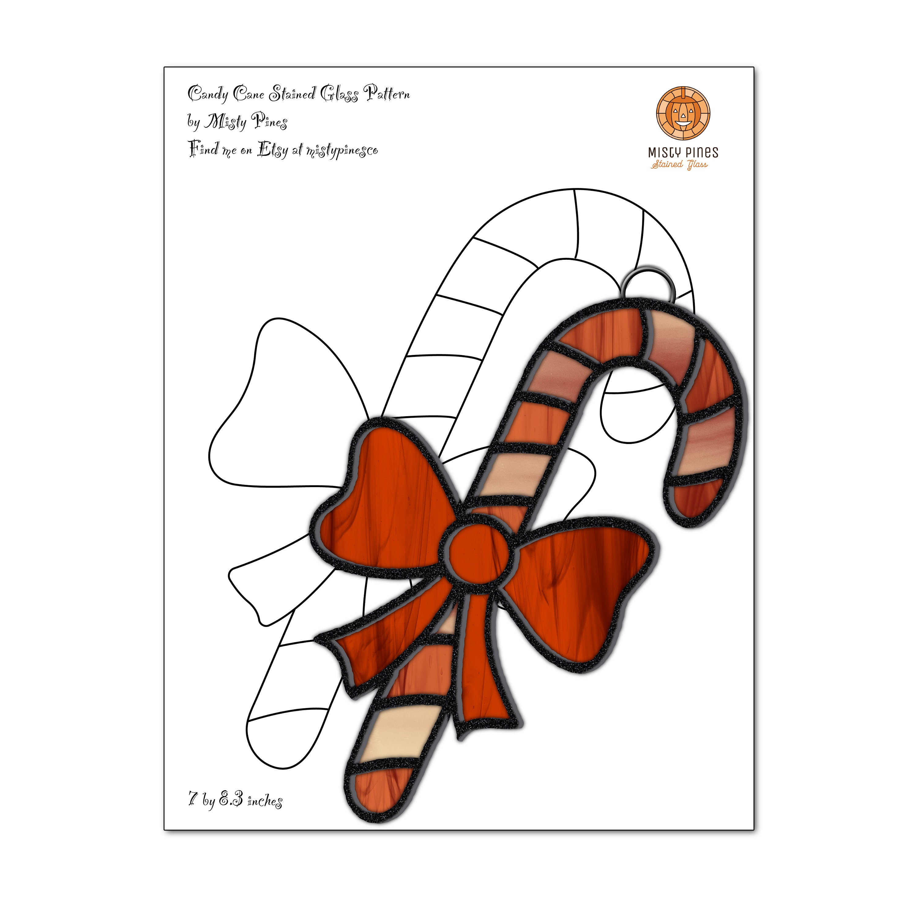 Candy Cane Stained Glass Pattern Stained Glass Halloween Etsy