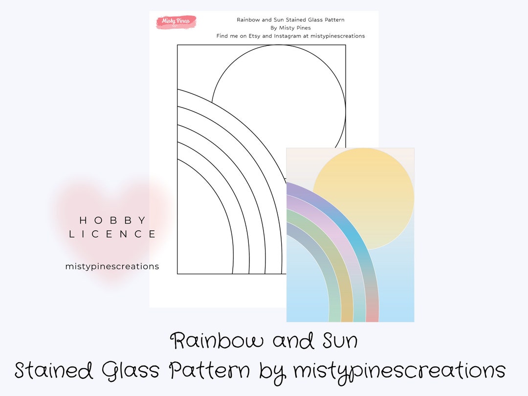 Rainbow Stained Glass Pattern Stained Glass Sun Pattern - Etsy