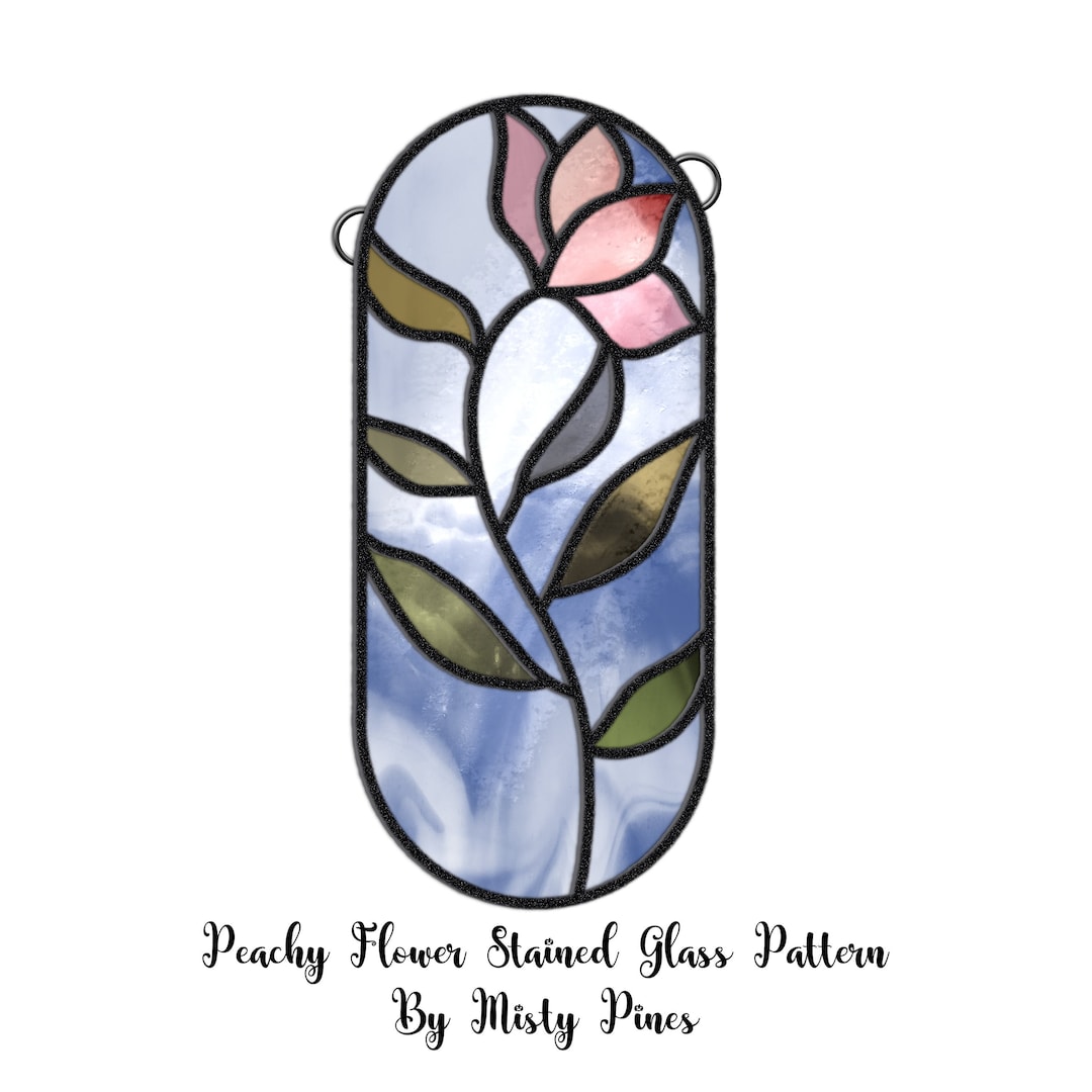 Peachy Flower Stained Glass Pattern Stained Glass Flower Etsy
