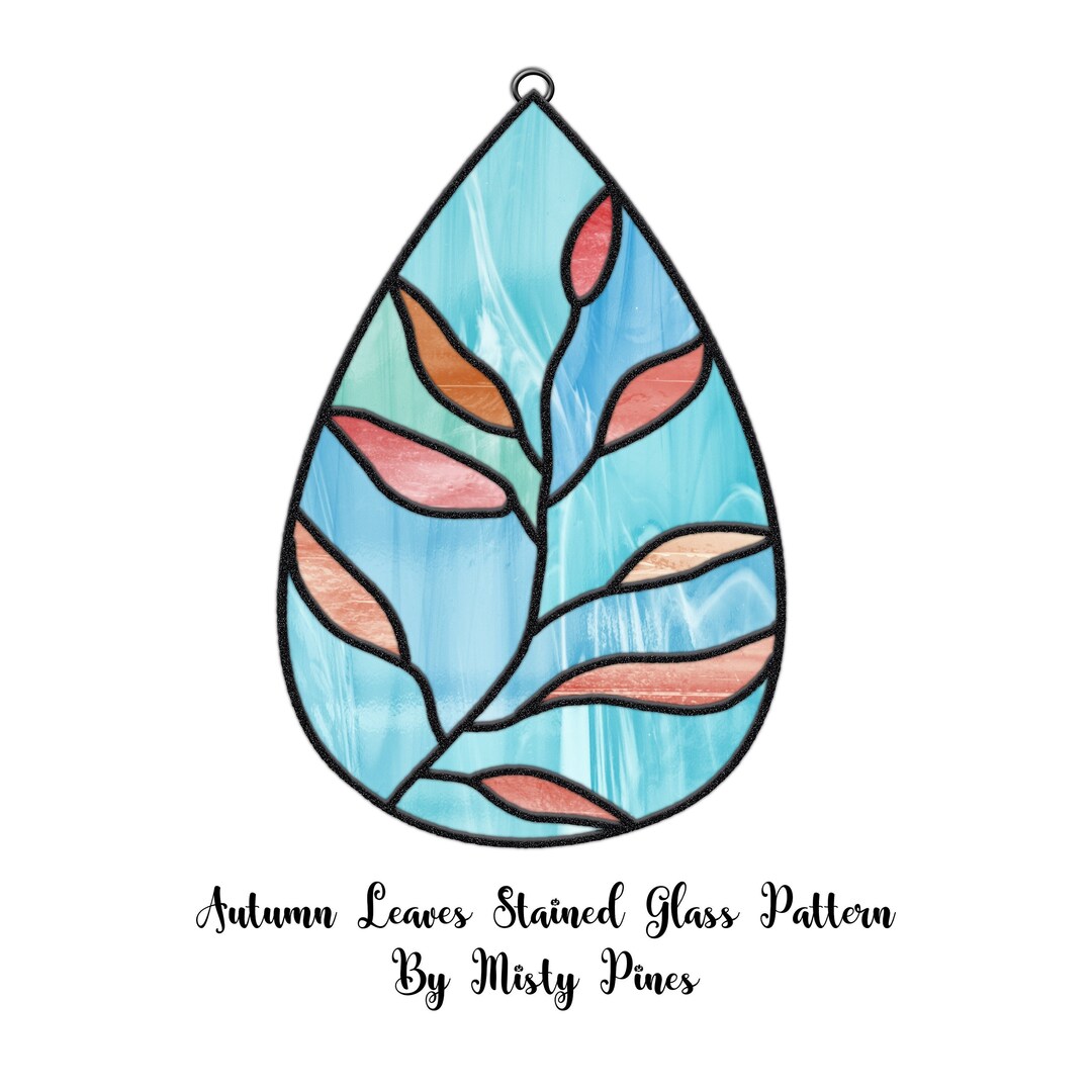 Autumn Leaves Stained Glass Pattern Stained Glass Leaves Etsy