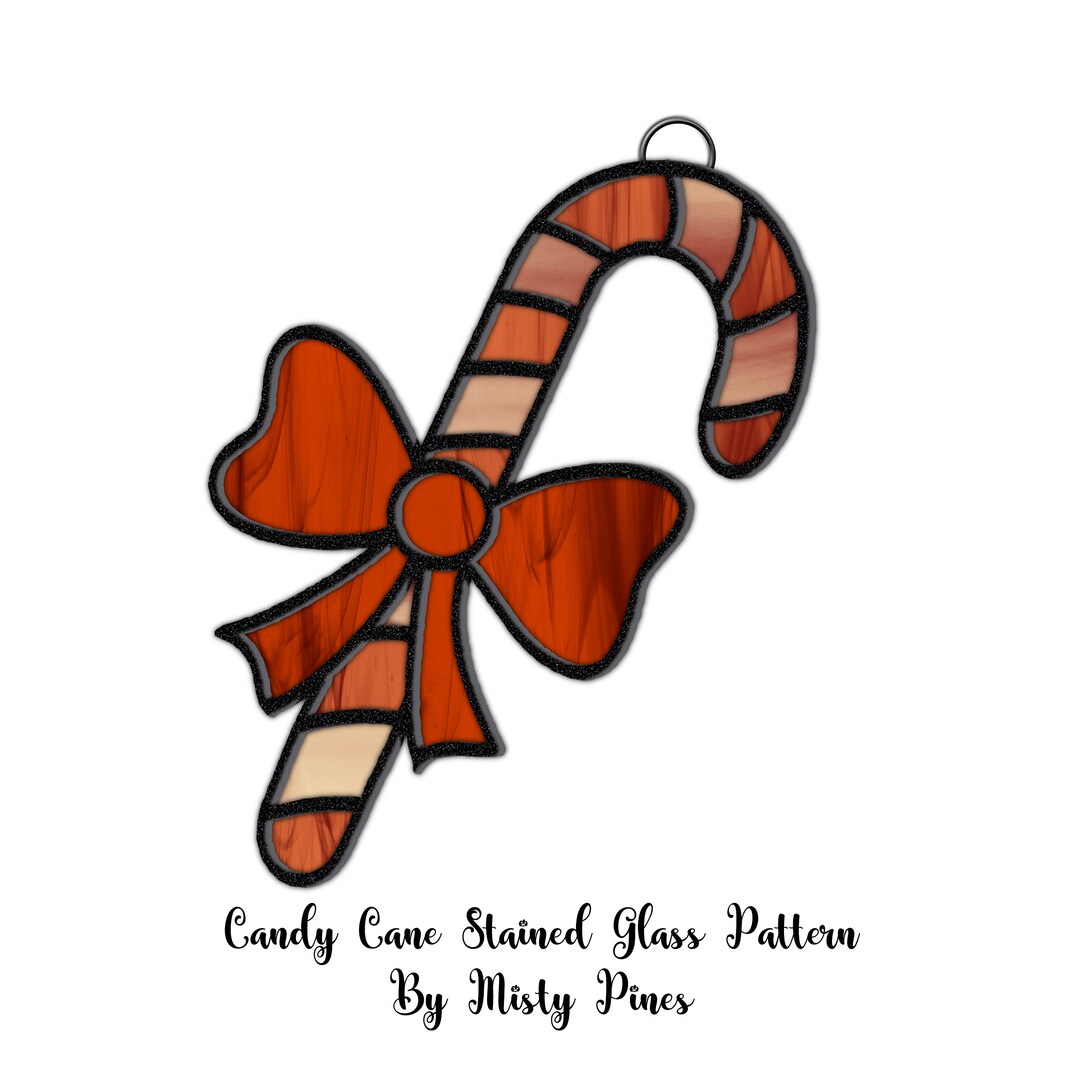Candy Cane Stained Glass Pattern Stained Glass Halloween Etsy