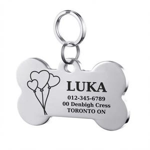 Personalized Pet ID  Bone Tag, Custom Dog Tag, Engraved Bone Tag, Double Sided Name Tag, Custom Text Collar ID, Bone Tag