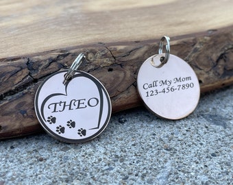 Custom Pet Dog Tag, Personalized Dog ID Tag, Puppy Tag, Tag for Dogs, Pet Collar Tag, Rose Gold Dog Tag, Gold Dog Tag, Silver Dog Tag