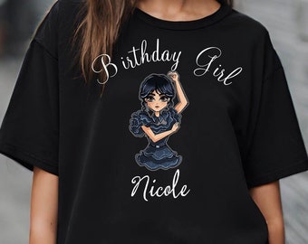 Wednesday Kids Shirt Personalized Birthday Tshirt Custom Girls Shirt Wednesday Themed Birthday Party Wednesday Dance Shirt