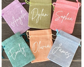 Custom Mini Favor Bag Burlap Small Bag Giveaway Personalized Kid Goodie Bag Small Pouch for Adult Favors Aesthetic Mini Gift Bag Women