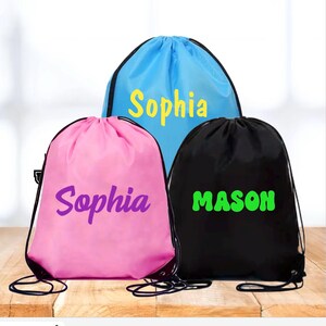 Custom Drawstring Bag Personalized Kid Backpack Name Party Favor Custom Cinch Sack Bag Sport Team Gift