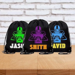 Personalized Football Drawstring Bag Football Party Favor Bag Birthday Football Gift Backpack Boys Birthday Football Goodie Bag Thank You