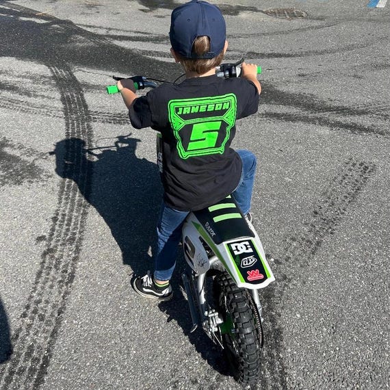 Custom Motocross Race Shirt Kid Dirt Bike Tshirt Logo Racing Shirt Boy Personalized Moto Plate Tee Shirt for Tween