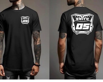 Custom Men Motocross Race Shirt Dad Dirt Bike Shirt Daddy Racing Shirt Personalized Moto Plate Fathers Day T-Shirt Dirtbike Gift
