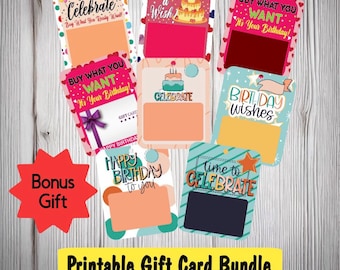 Birthday Gift Card Holder Printable Happy Birthday Digital Gift Card PNG Money Card