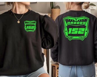 Custom Motocross Sweatshirt Family Matching Dirt Bike Sweatshirt Logo Racing Gift Personalized Moto Plate Girl Sweatshirt