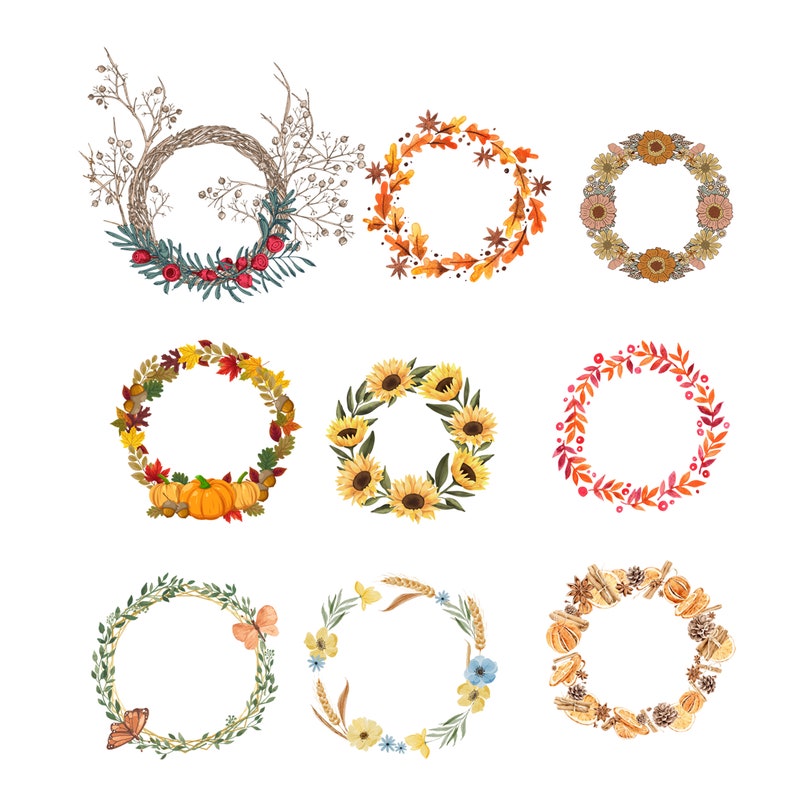 Autumn Frame Svg Autumn Wreath Svg Autumn Leaves Monogram - Etsy