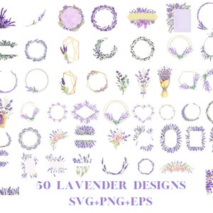 Lavendel Blume SVG, Blumenrahmen SVG, Kreis Rahmen SVG, Aquarell Kranz, Blumenkranz SVG, Blumenrand, Halber Kranz SVG, Kranz Sublimation