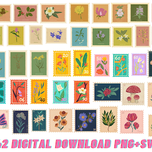 42 Sello de planta SVG, Sello de planta PNG, Paquete SVG de sello, Matasellos svg, Imágenes prediseñadas de sello, Sellos de turismo, Matasellos, Sello digital svg