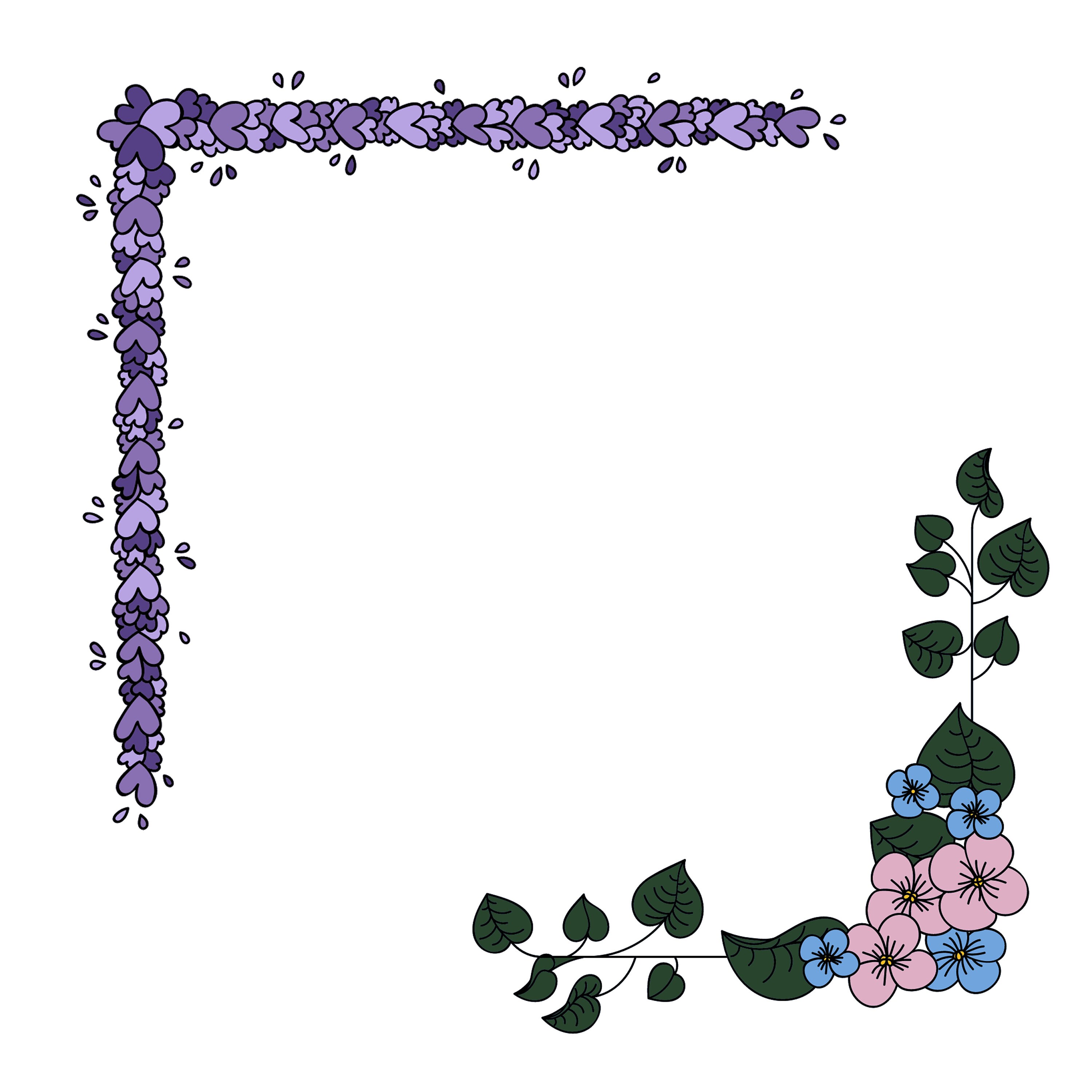 35 Corner Floral Frame SVG and PNG, Botanical Floral Frame Border,suqare Corner Frame, Wedding