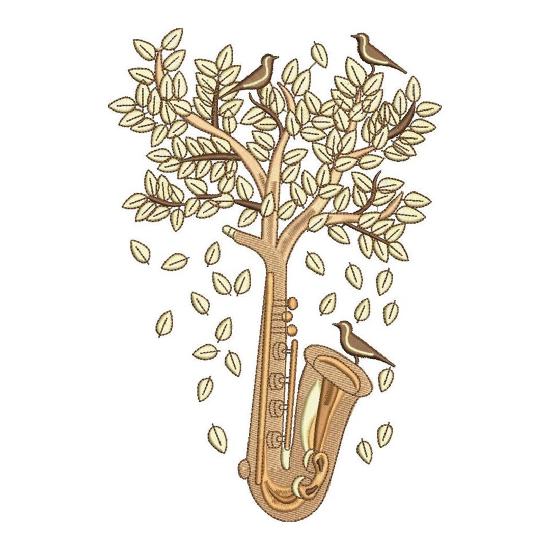 Saxophone Machine Embroidery Design Tree Embroidery Design Etsy