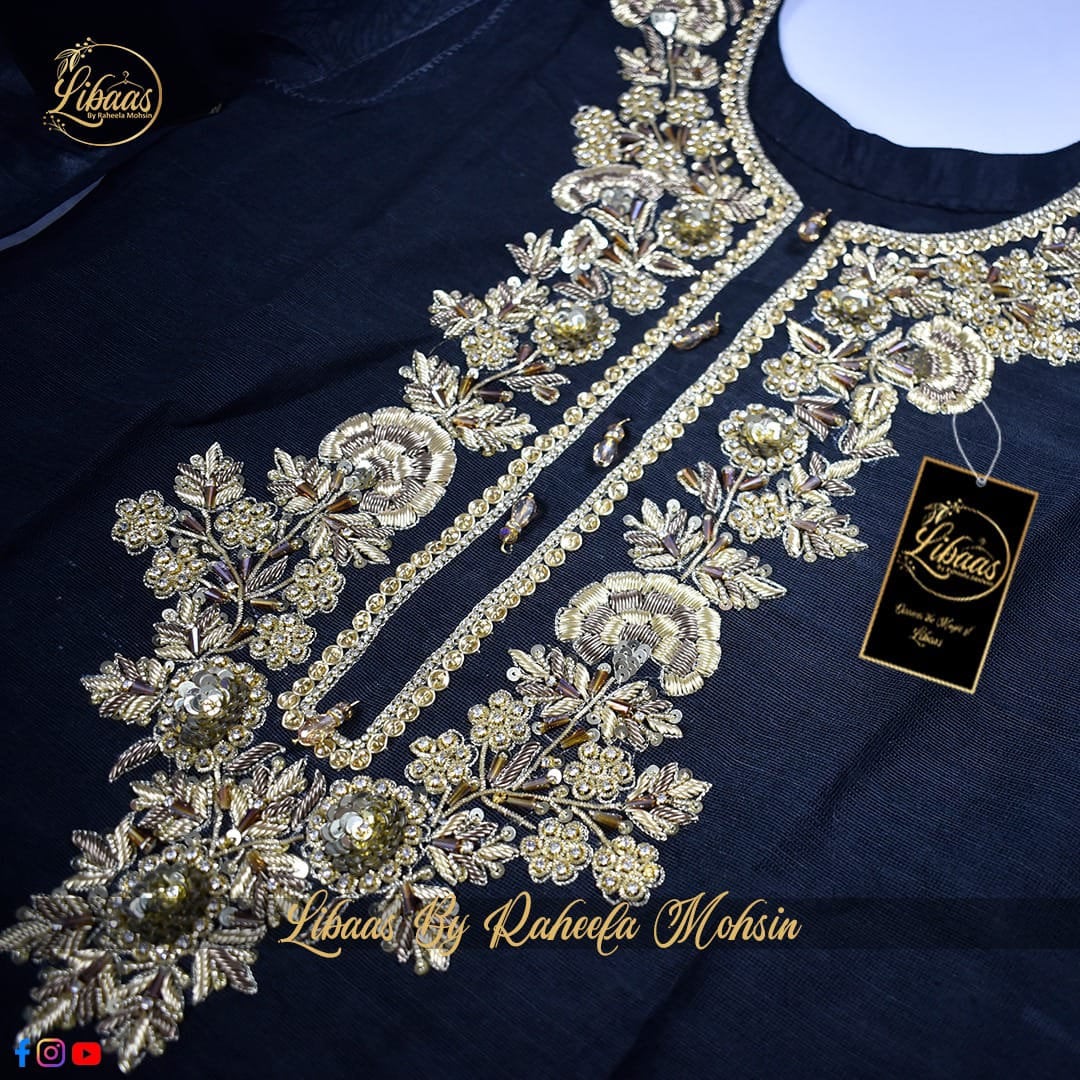 white christmas dresses Zardozi embroidered dress in green color for party wear – Nameera by Farooq main image 1