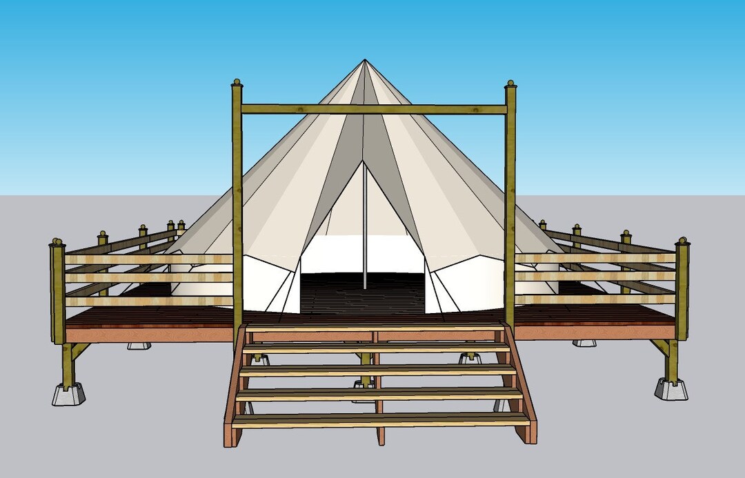 20x20 Square Deck Plans for 4M or 5M Bell Tent DIY Building