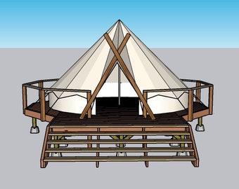 5m Bell Tent Polygon Deck Design w/ Materials List and Building Instructions