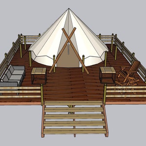 Plans de construction de terrasse 24 x 30 à monter soi-même pour tente Bell de 6 m, 5 m, 4 m