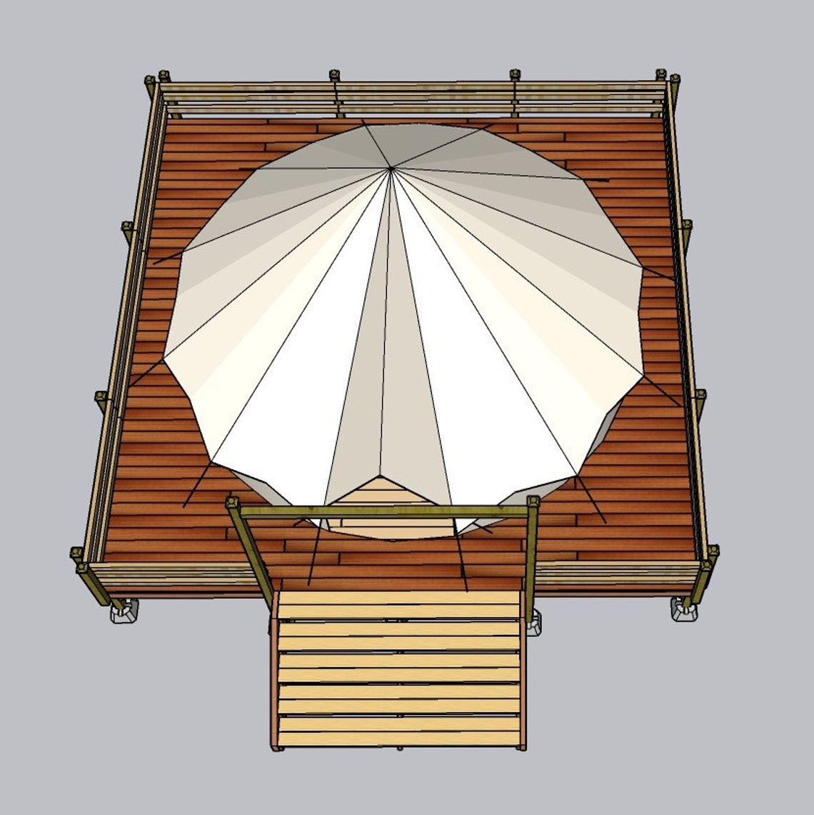 20x20 Square Deck Plans for 4M or 5M Bell Tent DIY Building