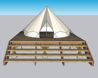 3M Bell Tent Rectangle Deck 12x12 w Stairs