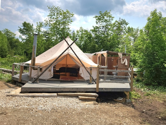 5m Bell Tent With Bath Polygon DIY Deck Building Instructions Etsy