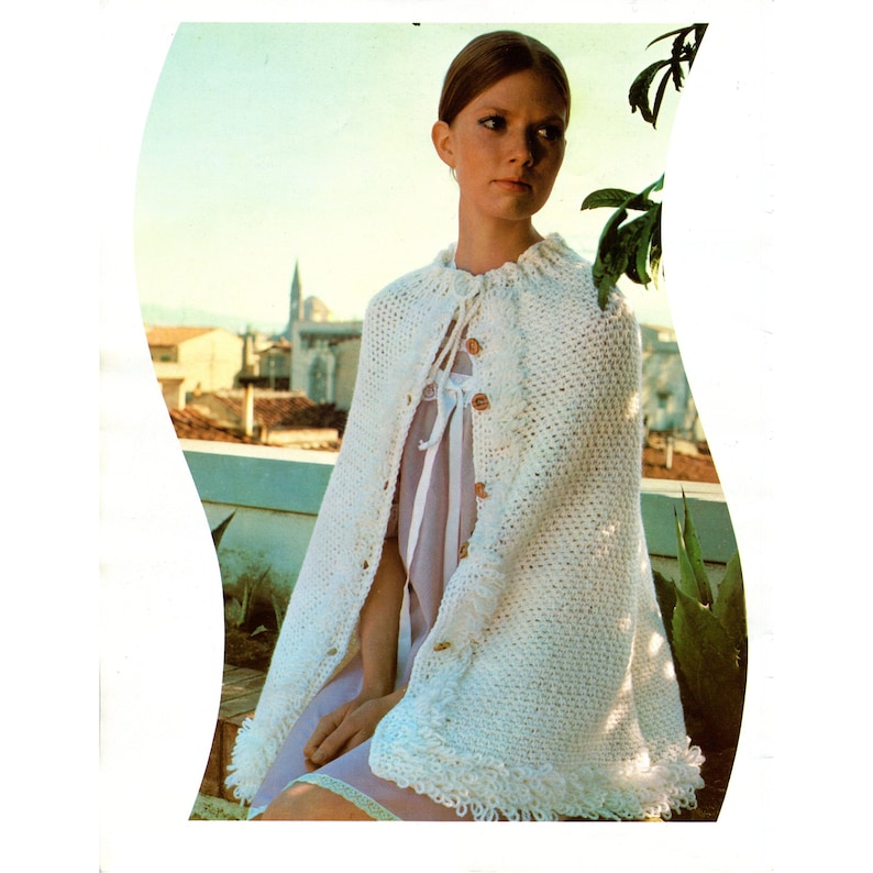 Vintage 1970's Women's Cape Crochet Pattern, Instant PDF Download, 70's ...