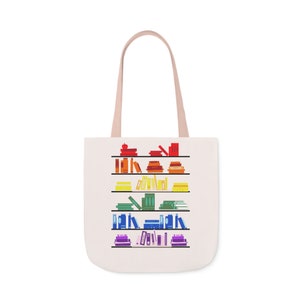 Subtle Queer Pride Bookish Canvas Tote Bag, 5-Color Straps