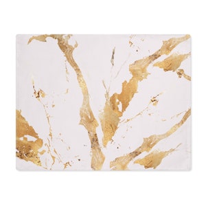 Marble White and Gold Placemat, Luxury Style Cotton Fall Placemat - Table Mat, Dinner Decor, Autumn Kitchen Accessories,  1pc