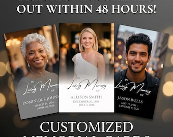 Personalized Memorial Prayer Card - Funeral Keepsake - In Loving Memory - Funeral Favor for Guests - Custom Memory Photo Cards