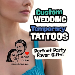 Custom Wedding Favors for Guests - Temporary Tattoos - Unique Wedding Favors - Wedding Guest Gifts - Wedding Favor Ideas - Bride and Groom