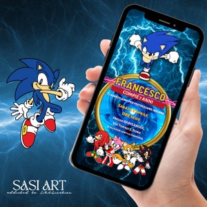 Invito Digitale Sonic, Festa a tema, Grafica personalizzabile - SPEDIZIONE entro 3 GIORNI LAVORATIVI