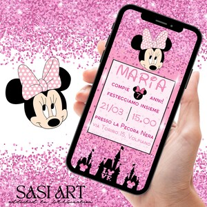 Invito Digitale Minnie Rosa, Festa a tema, Grafica personalizzabile - SPEDIZIONE entro 3 GIORNI LAVORATIVI