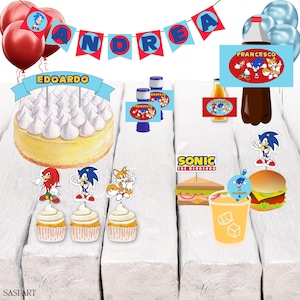 Kit per 8 persone tema Sonic, kit compleanno originale