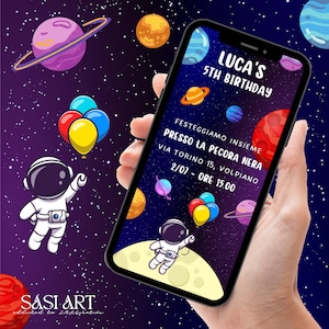Invito Digitale Astronauta Spazio, Festa a tema, Grafica personalizzabile - SPEDIZIONE entro 3 GIORNI LAVORATIVI