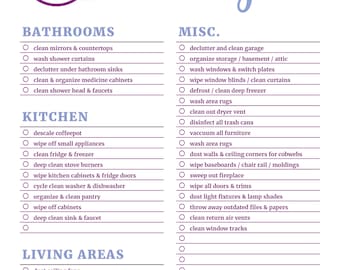 Monthly Cleaning Schedule List